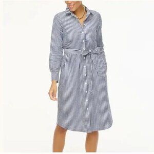 J Crew Long Sleeve Striped Poplin Shirt Dress